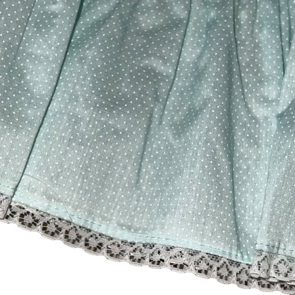 Polly Finders Vintage Hand Smocked Aqua Blue Polka Dot Lace Collar Dress Size 6 - Picture 5 of 8